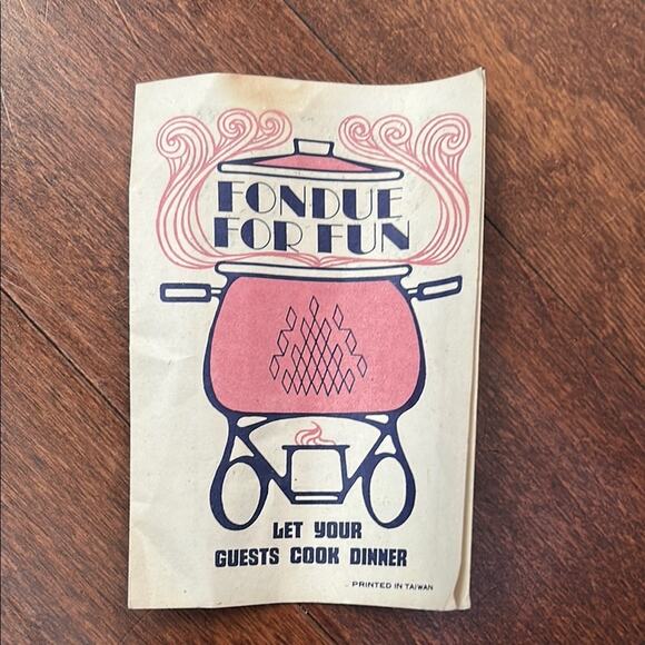 Vintage Green Fondue Set with Wood and Stainless Forks - Picture 2 of 16